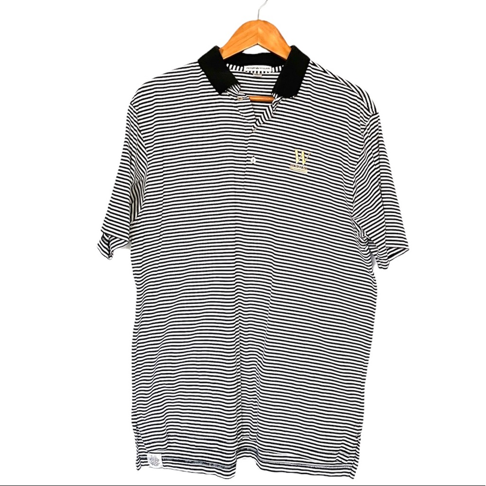 Peter Millar Black and White Striped Polo